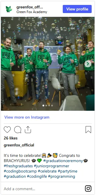 Green Fox Academy's Instagram account